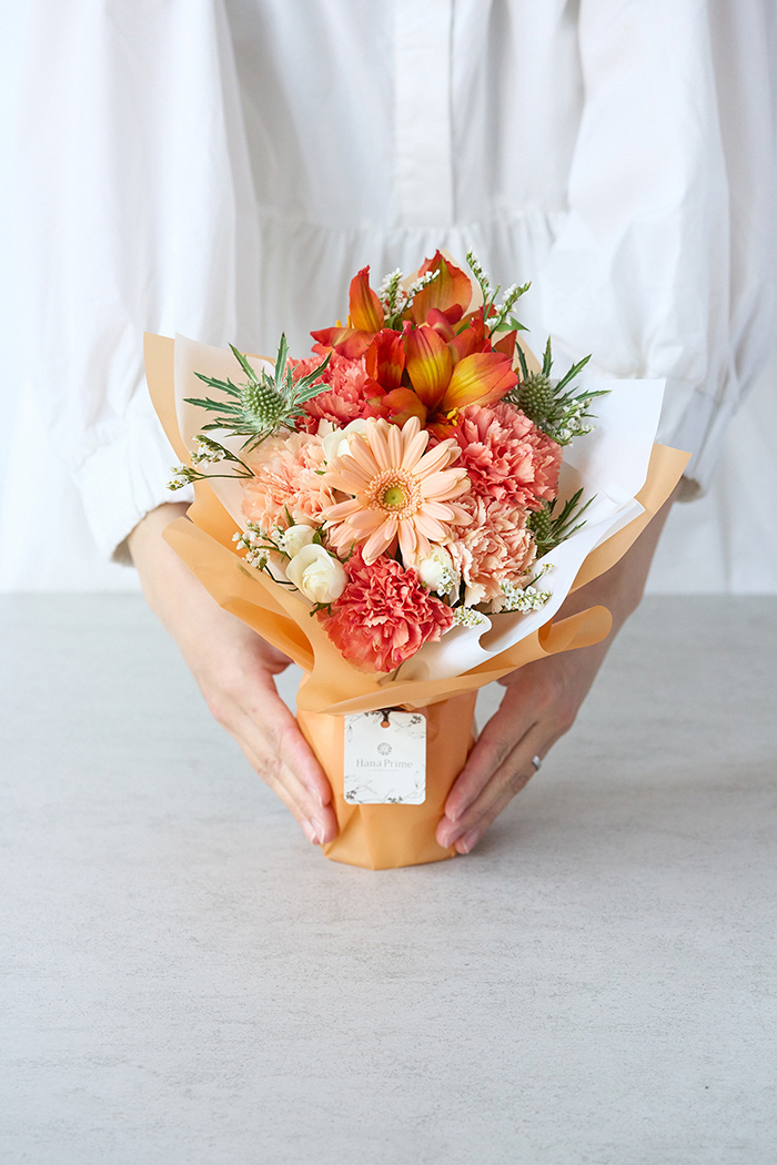 母の日 Special そのまま飾れる花束  #2278 size:M くすみORANGEの写真9枚目