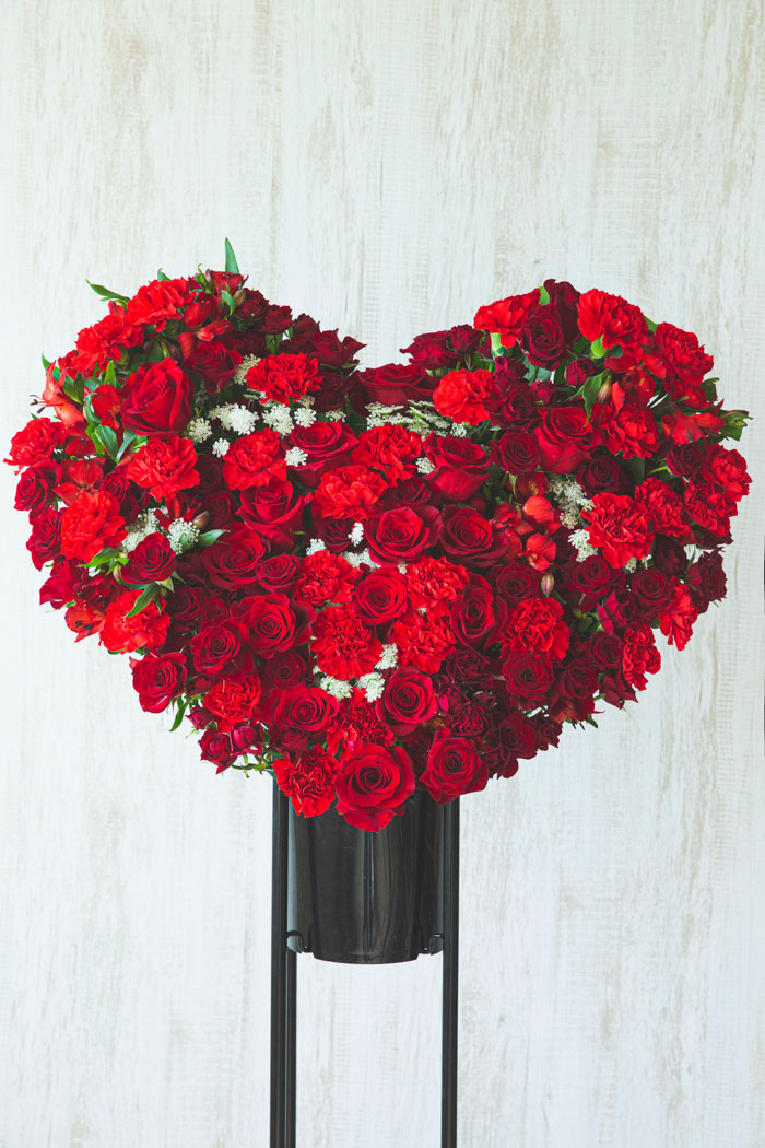 ハート型のスタンド花 1段 レッド #398