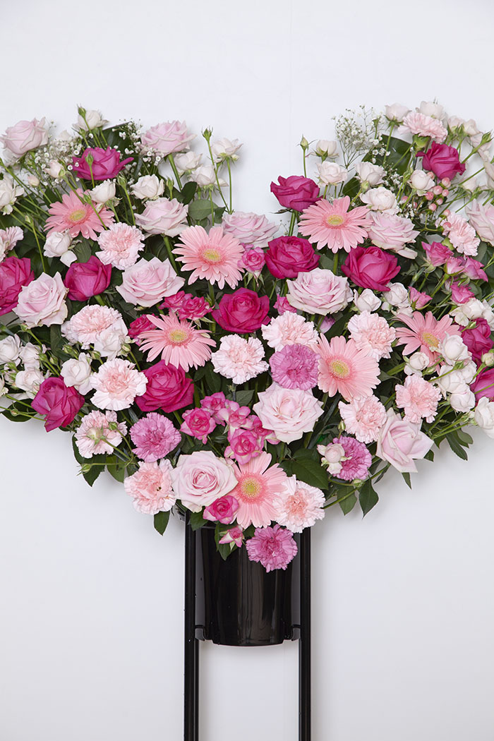 スタンドランプ　ドレス型　ハート✖️バラ♡ ハート型のスタンド花 1段 ピンク #449｜HanaPrime（ハナプライム）