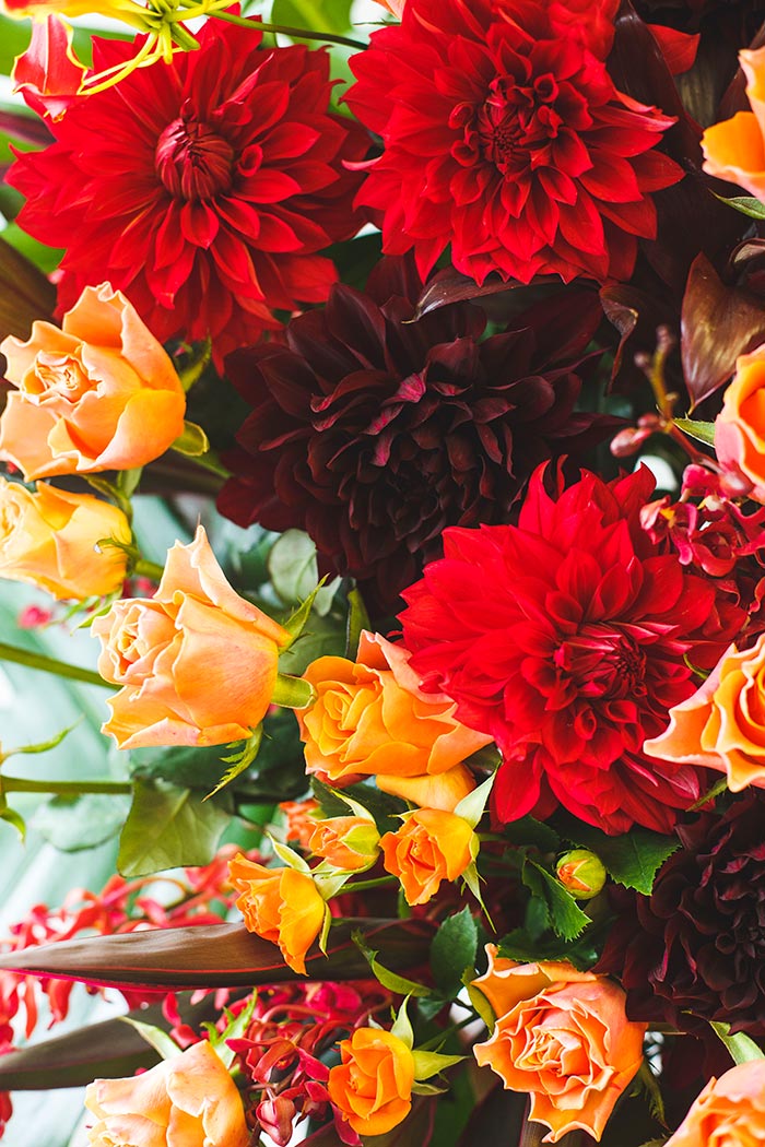 スタンド花 1段 レッドオレンジ #557