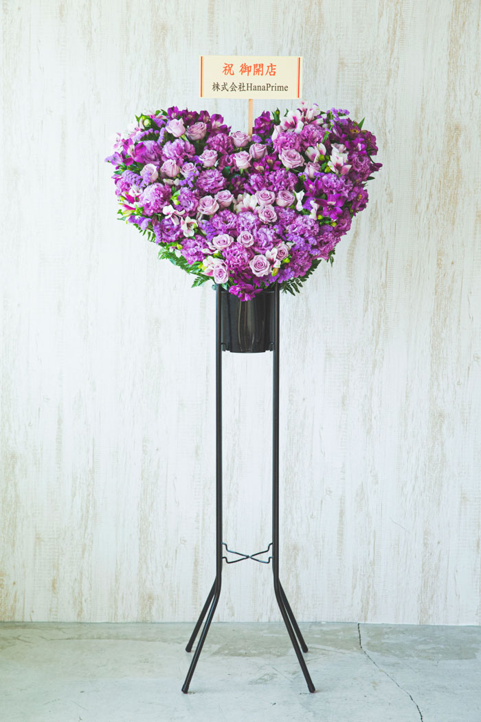 ハート型のスタンド花 1段 パープル #558の写真3枚目