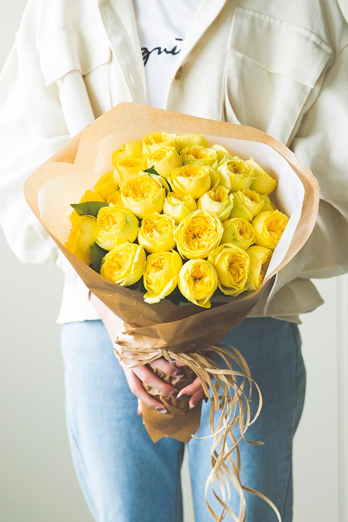 花束 ローズブーケ カップバラ30本  #688 size:100　YEL