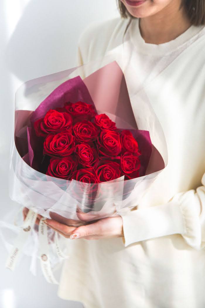 花束 ローズブーケ バラ 12本 #746 size:80　REDの写真3枚目
