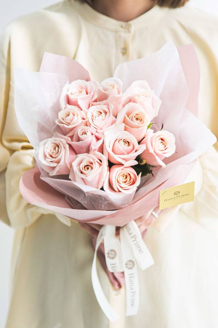 花束 ローズブーケ国産バラ 12本 747 Size 80 薄pnk 公式 Hanaprime 花と植物のギフト通販