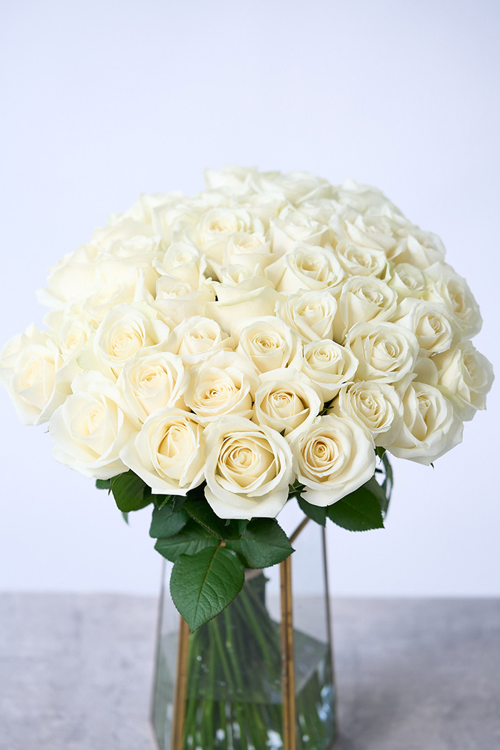 花束 ローズブーケ バラ50本 #794 size:120 WHT｜HanaPrime（ハナ