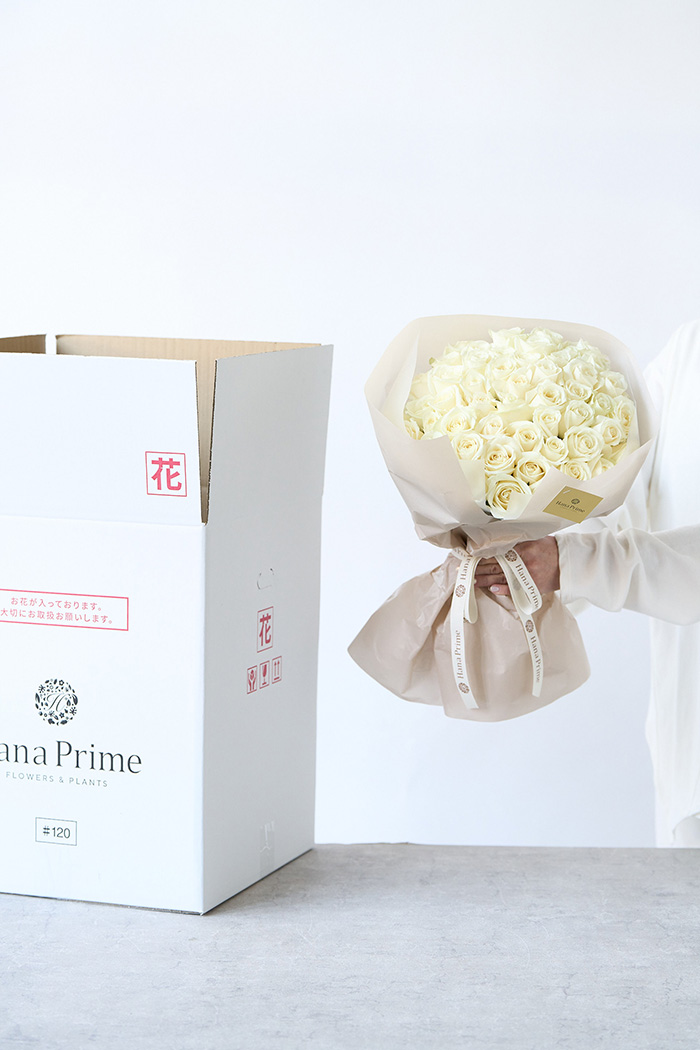 花束 ローズブーケ バラ50本 #794 size:120 WHT｜HanaPrime（ハナ