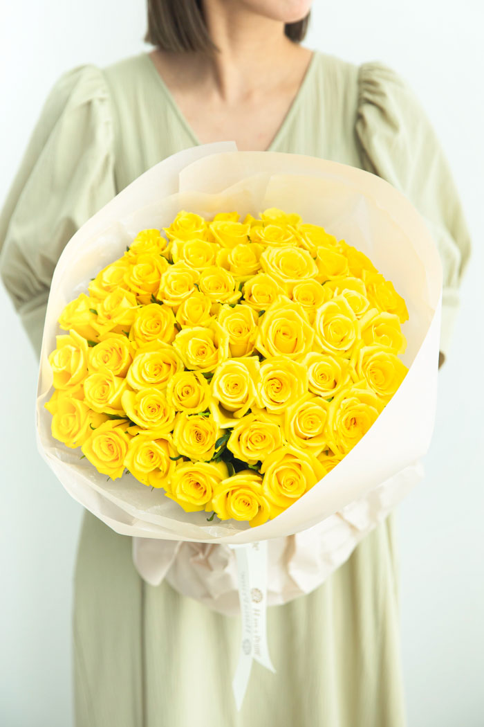 花束 ローズブーケ 国産バラ50本 799 Size 1 Yel 公式 Hanaprime 花と植物のギフト通販